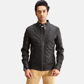 Arbet Black Leather Quilted Jacket